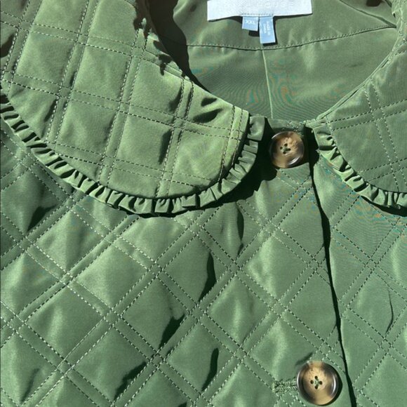 Hill House The Blake jacket leaf green Peter Pan collar neutral wide sleeve XXL - Picture 14 of 16